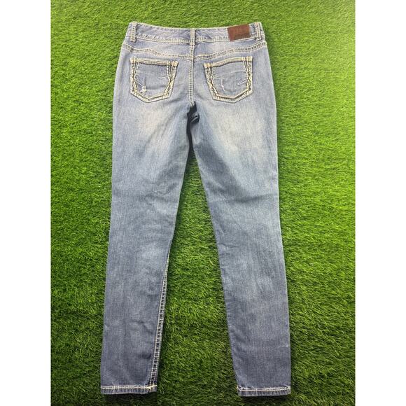 maurices Womens Skinny Jeans Distressed Light Wash Blue Sz 5/6 Mid Rise Stretch - Picture 2 of 10